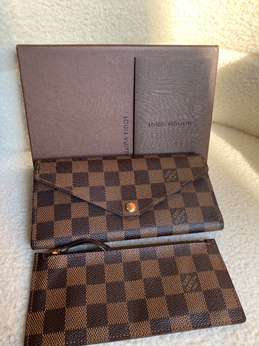 Authentic Louis Vuitton Damier Ebene Josephine Long Bifold Wallet